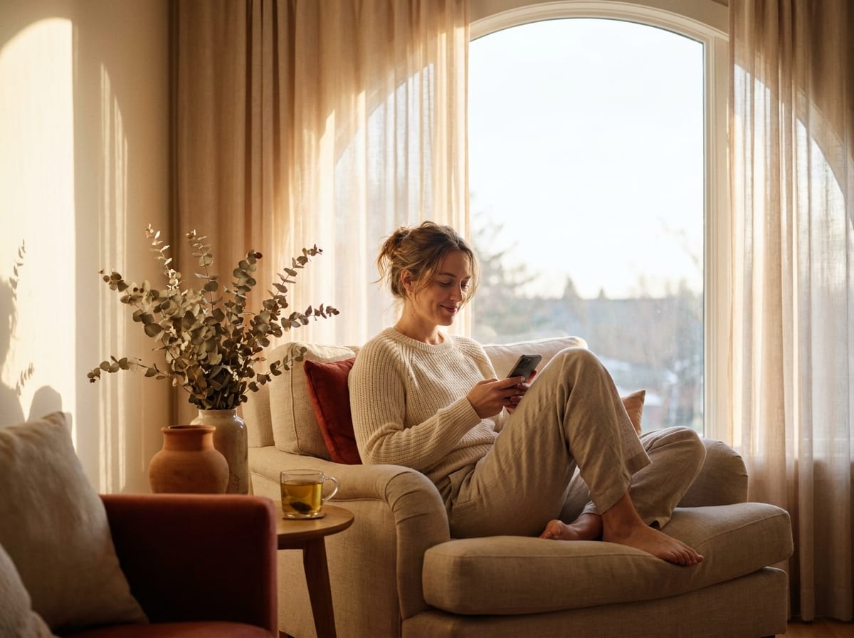 A patient managing her care from home through the portal